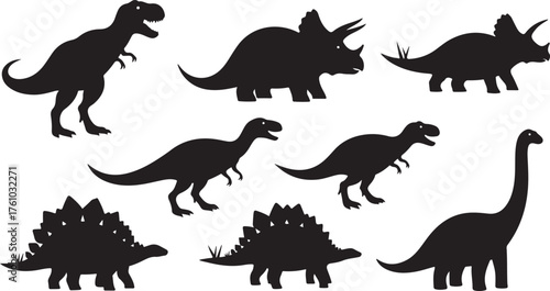 Dinosaur Silhouette Collection Vector Set
