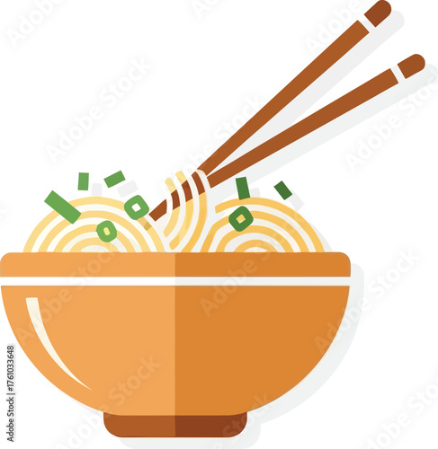 Delicious bowl of rice with chopsticks ready for a delightful meal asian cuisine food art flat design vector illustration isolated on transparent background