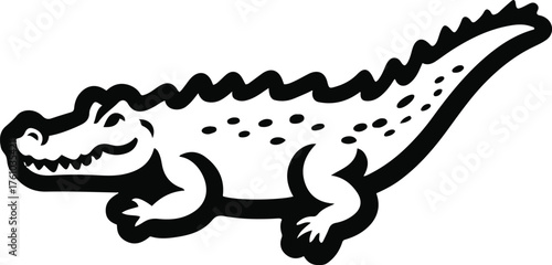 Hand-drawn crocodile silhouette in single bold line, minimalist vector style 1
