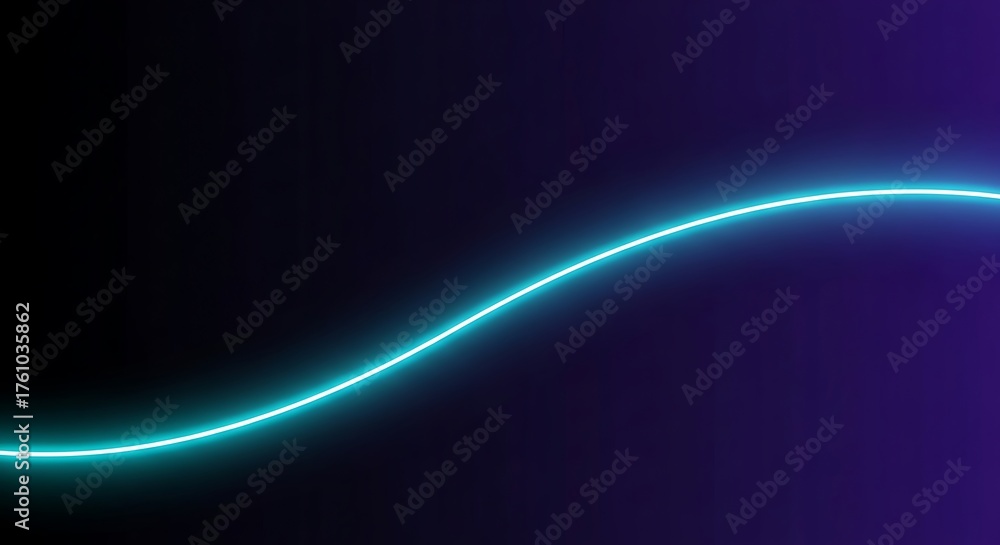Fototapeta premium Glowing cyan wave against dark purple background