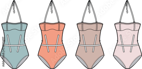 Elegant Halter One-Piece Swimsuits Fashionable Beachwear Collection