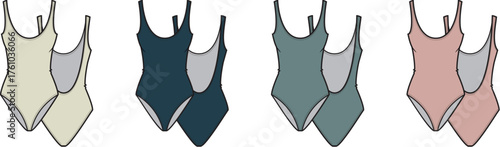 Swimsuit Designs A Diverse Range of Swimwear Styles in Various Colors and Shades