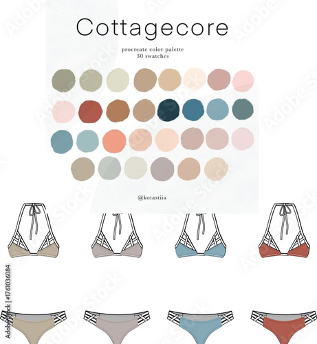 Cottagecore Color Palette with Swimsuit Designs - A Harmonious Blend of Nature and Fashion