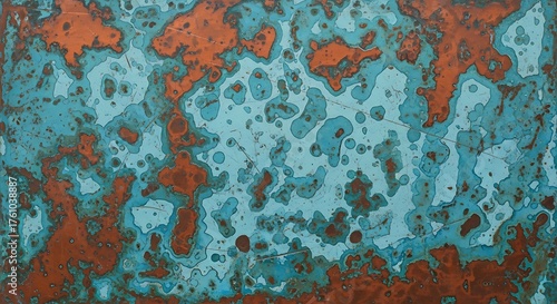 Abstract texture of oxidized copper with verdigris patina