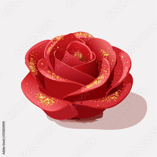 Rote Rosenblätter mit goldenen Sprenkeln