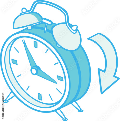 Oversized analog alarm clock with fast forward arrow