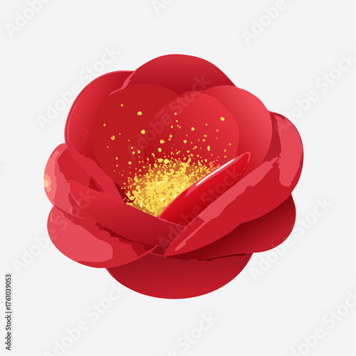 Rote Rosenblätter mit goldenen Sprenkeln