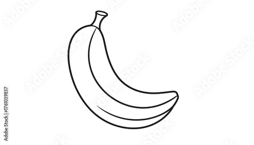 Simple Banana Outline Drawing Isolated On White Background.