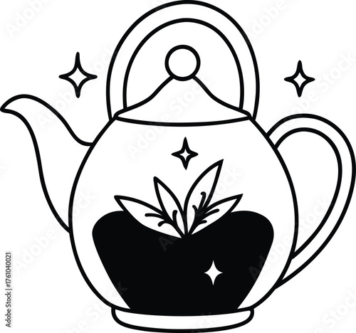 Enchanted Fairy Garden Hidden Inside A Teapot Illustration On Transparent Background