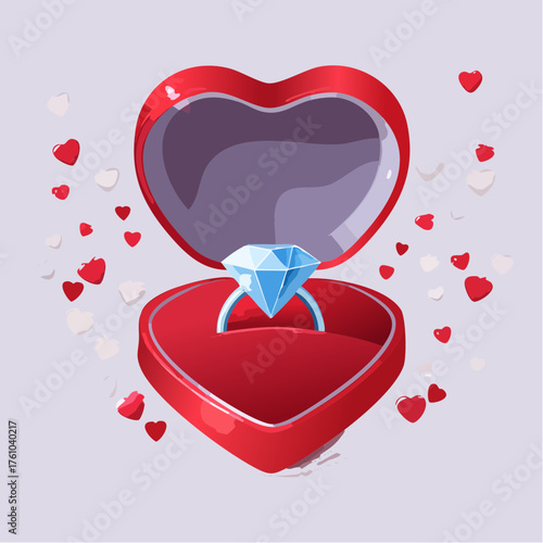 Herzförmige Diamantring-Box