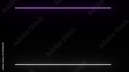 space frame, purple and white neon lights, animated movements repeating and flashing, on black background