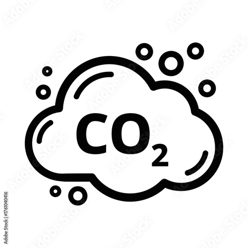 Illustration of carbon dioxide molecule emission silhouette vector illustration