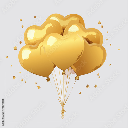 Herzluftballons mit goldenem Glanz