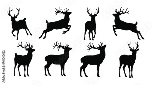 Majestic deer silhouettes collection elegant wildlife forest creatures art silhouette