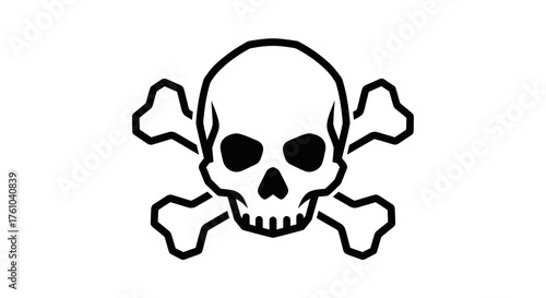 Black and White Skull and Crossbones Warning Symbol.