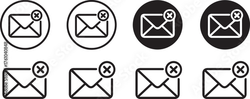 set of envelope delete icons minimal monochrome ui glyphs for web and app vector ai eps png jpeg