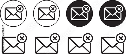 editable envelope x icons delete message symbol set flat outline and filled styles vector ai eps png jpeg