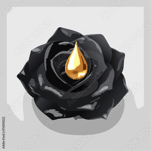 Schwarze Rose mit goldenem Tropfen