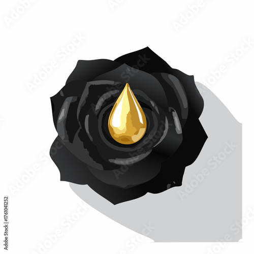 Schwarze Rose mit goldenem Tropfen