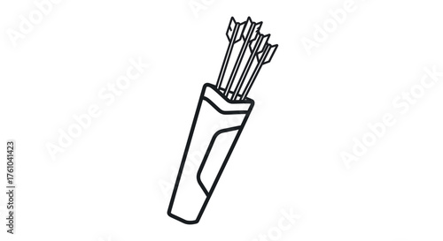 Black and White Illustration of Quiver with Arrows.