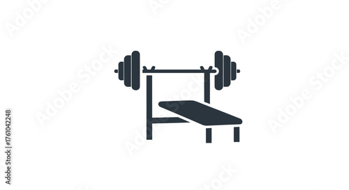 Gym Bench Press and Barbell Equipment for Strength Training.