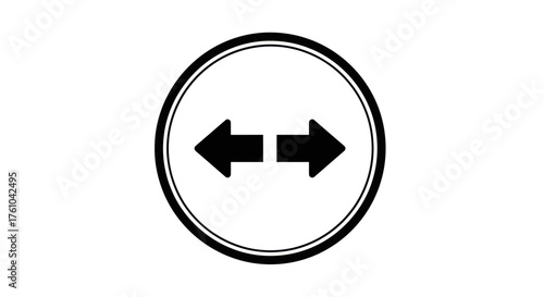 Black and White Circular Arrow Directional Symbol.