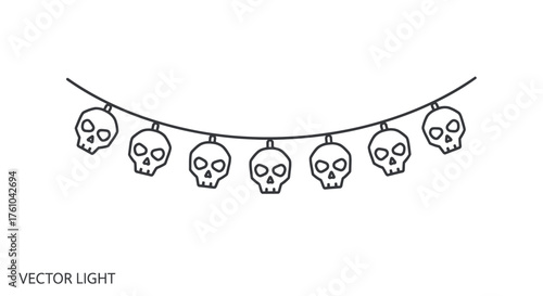 Skull Garland: Spooky Halloween Decoration with Hanging Skulls on a String.