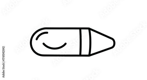 A single bullet cartridge depicted in a simple black and white line drawing style.