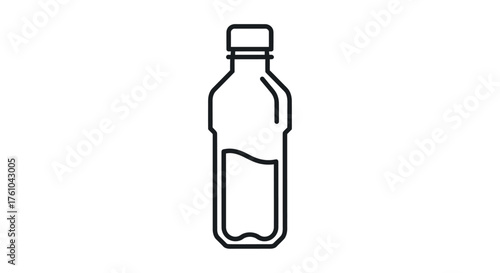 Simple black line art icon of a plastic bottle partially filled with liquid.