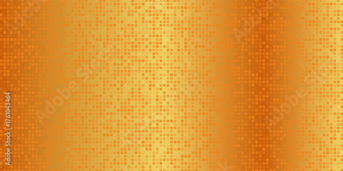 Gold disco party pattern. Yellow square sequin mosaic texture background. Abstract golden shining glitter halftone wallpaper. Pop up comic sparkling glitter backdrop. Retro vector design template