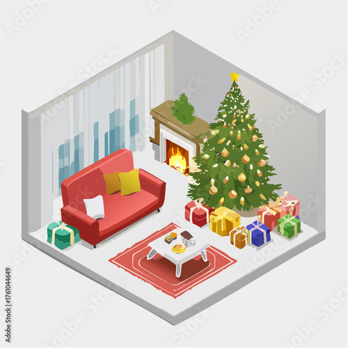 Illustration vectorielle cosy d’intérieur festif