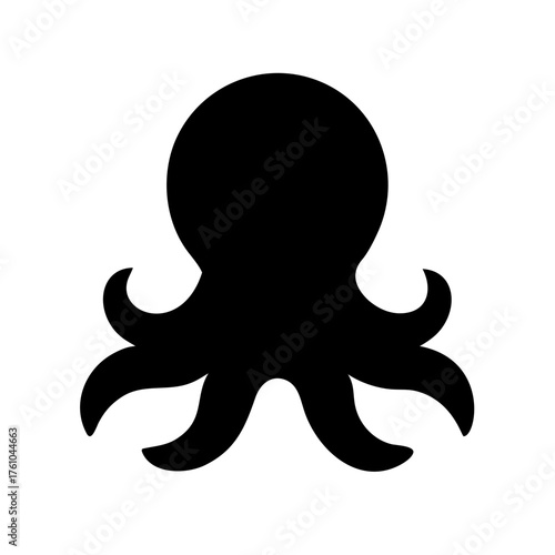 Black Octopus Silhouette Isolated White
