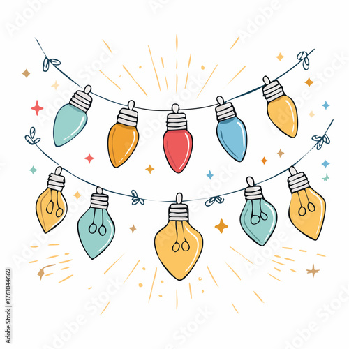 Guirlande de Noël en style gribouillage coloré
