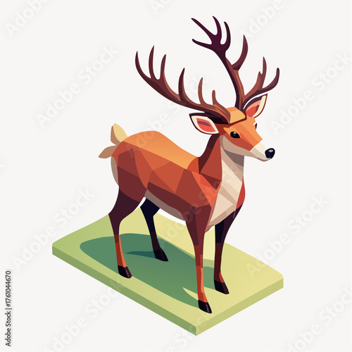 Renne de Noël en style isométrique géométrique
