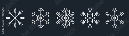 set of abstract blue line snowflakes icons, snowflake snow symbol collection for new year, Christmas, winter design cards, poster, banner, pattern, advertisement , snowflakes vector icon template	