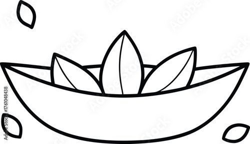 Fairy Boat Made of Petals Coloring Illustration on Transparent Background