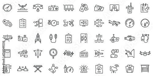 A collection of diverse line icons representing various professions and activities.