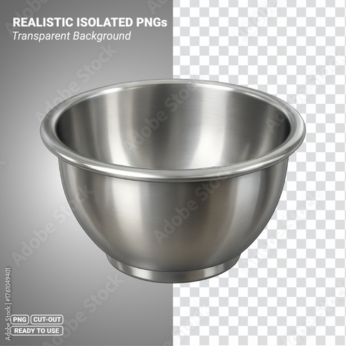 Stainless Steel Mixing Bowl Kitchen Prep Essential Transparent PNG file ready to be used.