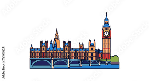 iconic london skyline the houses of parliament and big ben over the thames river symbolizing british history and government ideal for travel blogs