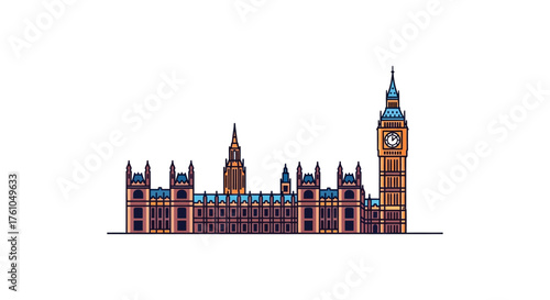 houses of parliament illustration iconic london landmark with historic architecture representing british government and national heritage for travel blogs uk tourism.