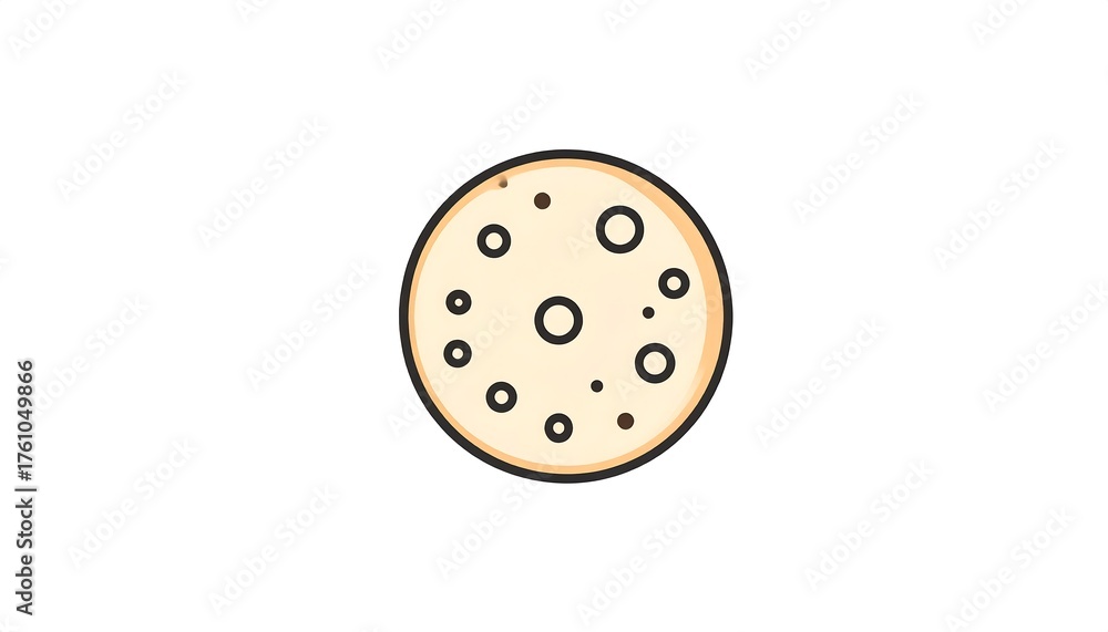 Fototapeta premium Simple Cartoon Moon with Craters Icon Isolated.