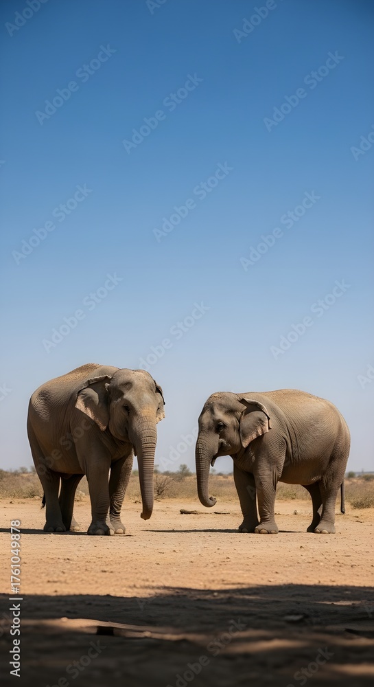 Fototapeta premium Majestic Asian Elephants Walking Freely in Nature — Symbol of Strength and Harmony