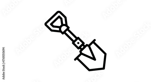 Simple Black and White Outline of a Shovel.