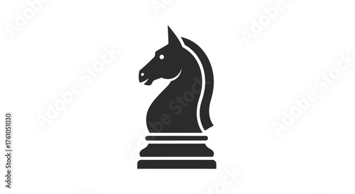 Silhouette of a black chess knight piece with a stylized horse head.