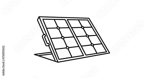 Outlined Solar Panel with Support Frame and Handle.