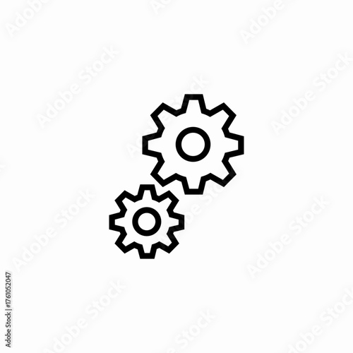 interlocking gear pair icon sign vector