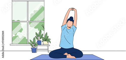 Woman Doing Yoga at Home A Hybrid Work & Digital Nomad's Guide to Wellness & Focus