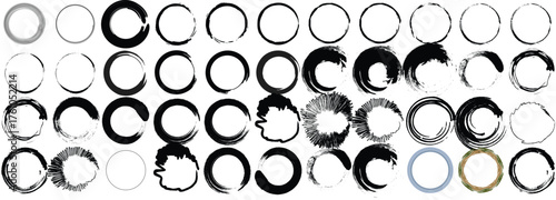 Abstract Circle Elements: A collection of various circular shapes, from delicate brushstrokes to bold graphic elements, offering versatile design assets for modern projects. 