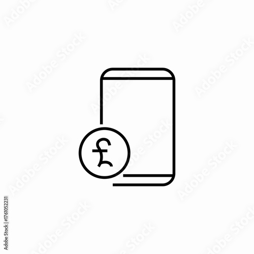 mobile pound sterling icon sign vector