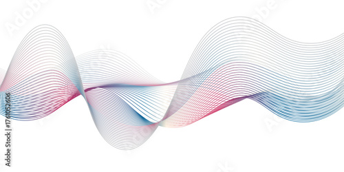 Abstract colorful wave line with smooth gradient flowing across white background. Soft blend of pink, blue, and purple hues creating elegant motion, minimal modern art design, clean composition.